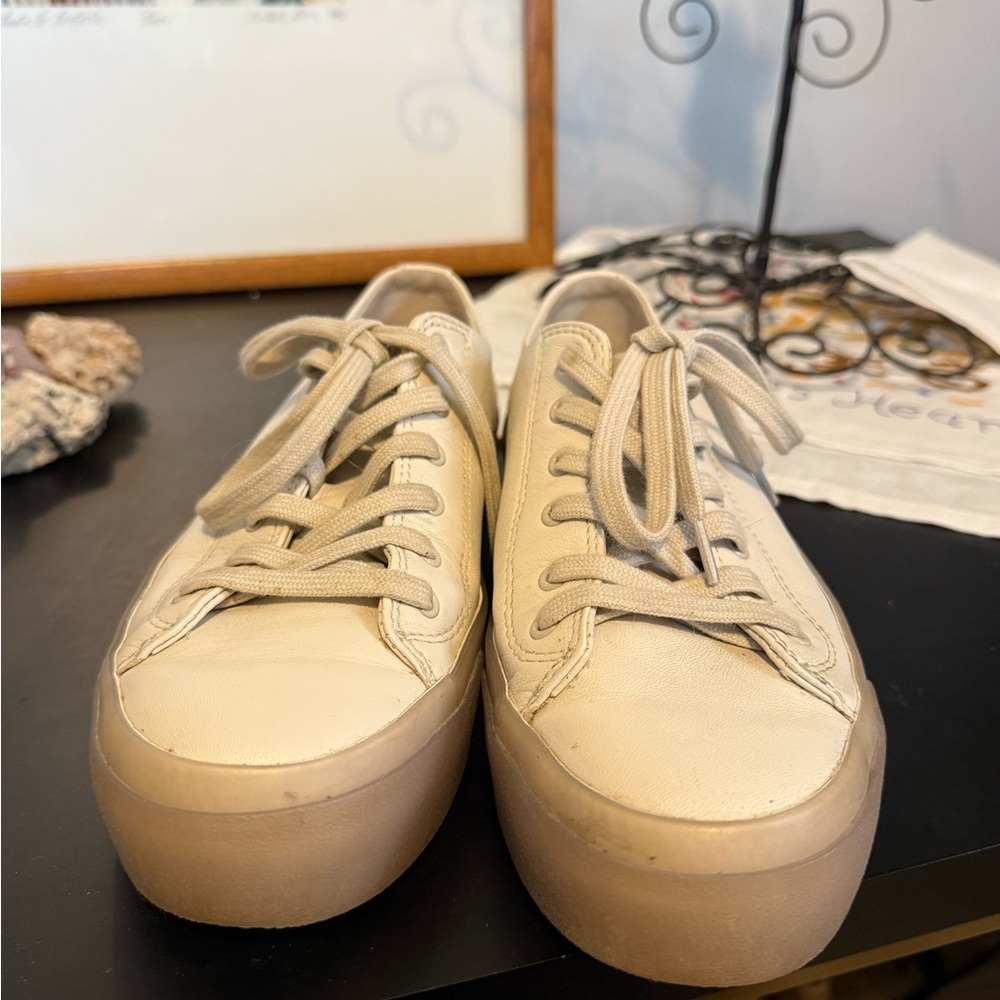 Vince Beige Lace-Up Sneakers